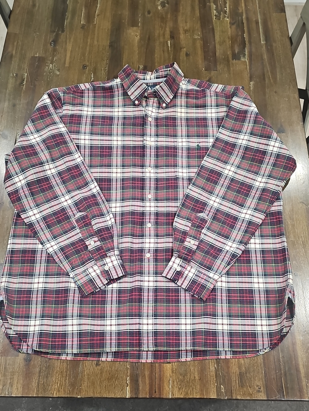 Ralph Lauren Polo Red and White Plaid Button-Down Oxford Shirt